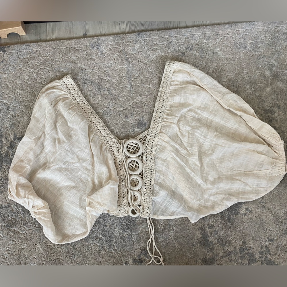 Anthropologie beige crop coverall